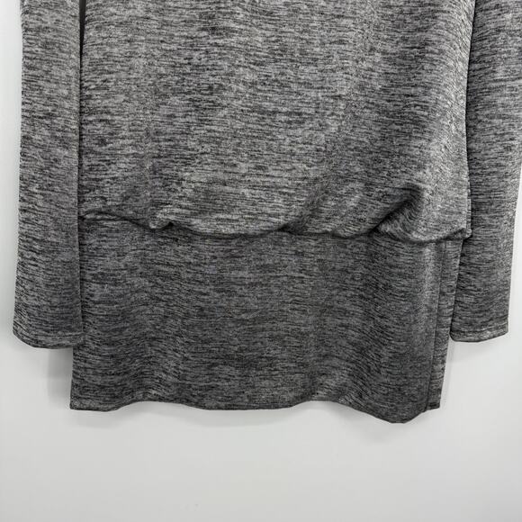 WHBM Drape-back Tunic Size Medium Gray Metallic Slinky Knit Long Sleeves - Picture 4 of 12